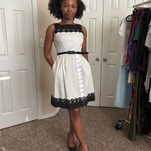 Elegant Black and White Lace Dress